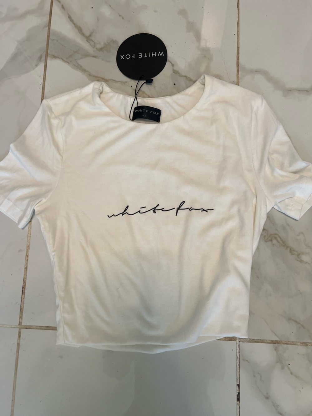 White Fox Boutique White Short Sleeve Logo Tee